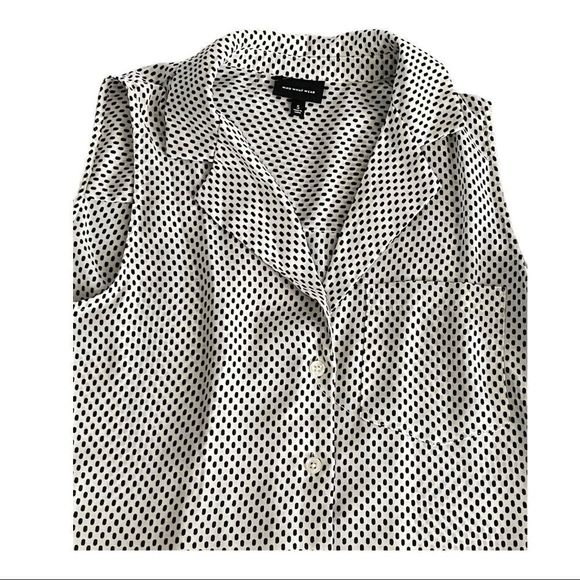 Who What Wear WhiteBlack Polka Dot Workwear Blouse - Picture 3 of 12